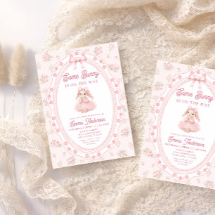 Invitation Lapin Mignon Fille Rose Baby Shower