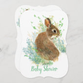 Invitation Lapin mignonne, Baby shower animal de jardin (Devant / Derrière)