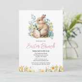 Invitation Lapin & Oeuf Floral (Debout devant)