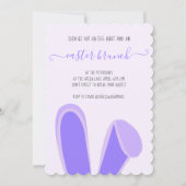 Invitation Lapin oreilles de lapin violet brunch de pâques ch (Devant)