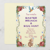 Invitation Lapin, Papillon, Oiseau & Roses Rouges  (Devant / Derrière)