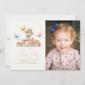 Invitation Lapin & Papillons Pique-nique Fille 1er Anniversai (Devant)