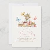 Invitation Lapin & Papillons Pique-nique Tea Party Fille Anni (Devant)