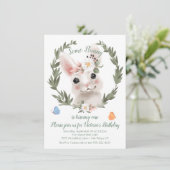 Invitation Lapin Rabbit wreath fête d'anniversaire (Debout devant)