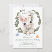 Invitation Lapin Rabbit wreath fête d'anniversaire (Devant)