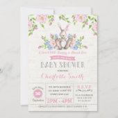 Invitation Lapin rose Floral Lapin Baby shower Fleur de Pâque (Devant)