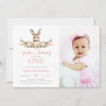 Lapin rose Floral Un lapin 1er Anniversaire Photo