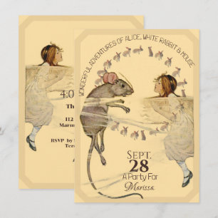 Invitation Lapin Souris Alice au Pays des Merveilles