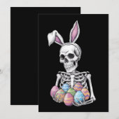 Invitation Lapin squelette tenant des œufs de Pâques Lapin dr (Devant / Derrière)