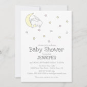 Invitation Lapin sur la lune | baby shower sans distinction d (Devant)