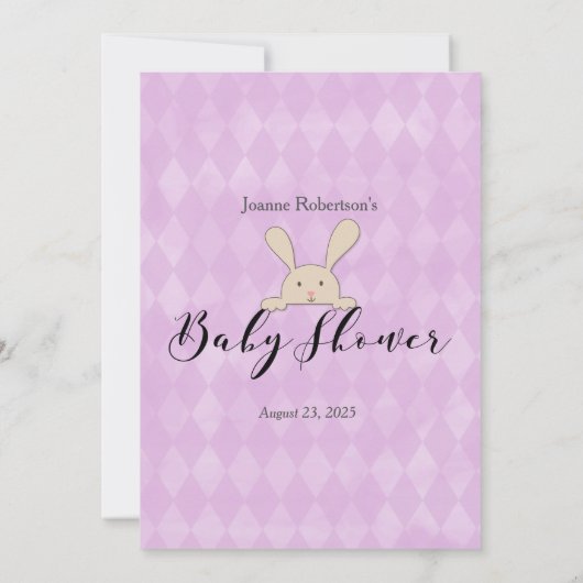 Invitation Lapin Tan Violet De Lapin Sous Jeu De Douche (Dos)