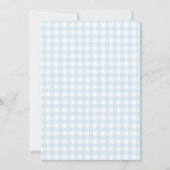 Invitation Lapin topiaire mignon bleu Gingham Anniversaire (Dos)