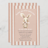 Invitation Lapin Un lapin est sur le chemin Baby shower (Devant / Derrière)