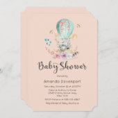 Invitation Lapin Whimsical dans un Baby shower de ballon (Devant / Derrière)