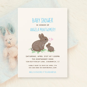 Invitation Lapins Adorables avec des Cœurs Fête de Naissance 