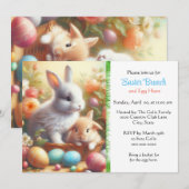 Invitation Lapins adorables de brunch de Pâques  (Devant / Derrière)