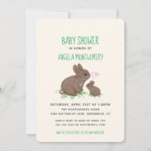 Invitation Lapins adorables en trèfle avec Baby shower de coe (Devant)