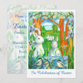 Invitation Lapins blancs Béliers Béliers Brunch de Pâques (Devant / Derrière)