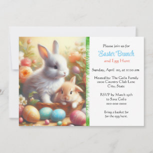 Invitation Lapins de Pâques adorables pour le brunch 