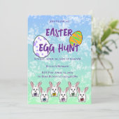 Invitation Lapins de Pâques en forme d'oeuf (Debout devant)