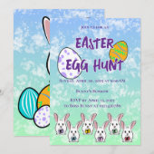 Invitation Lapins de Pâques en forme d'oeuf (Devant / Derrière)