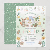 Invitation Lapins de Pâques pastel Gnomes Chasse aux œufs (Devant / Derrière)