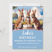 Invitation Lapins En Bow Cravate fête d'anniversaire (Devant)