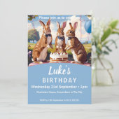 Invitation Lapins En Bow Cravate fête d'anniversaire (Debout devant)