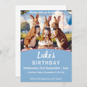 Invitation Lapins En Bow Cravate fête d'anniversaire (Devant / Derrière)