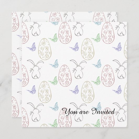 Invitation Lapins et oeufs (Devant / Derrière)