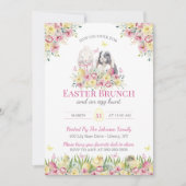 Invitation Lapins floraux à l'aquarelle Brunch du dimanche de (Devant)