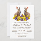Invitation Lapins floraux de ressort romantique mignon (Devant)