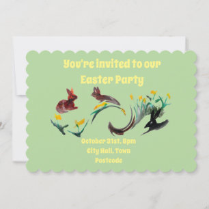 Invitation Lapins Jonquilles Printemps