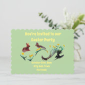 Invitation Lapins Jonquilles Printemps (Debout devant)