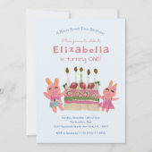 Invitation Lapins Mignons Bleu Clair Premier Anniversaire (Devant)