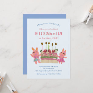 Invitation Lapins Mignons Bleu Clair Premier Anniversaire
