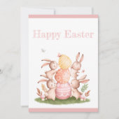 Invitation Lapins mignons de Pâques à l'aquarelle avec des œu (Devant)