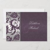 Invitation Lapis Purple et Silver Mariage damassé (Devant)