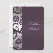 Invitation Lapis Purple et Silver Mariage damassé (Devant)