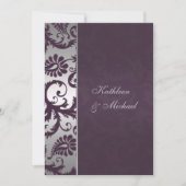Invitation Lapis Purple et Silver Mariage damassé (Devant)