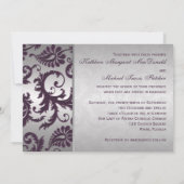 Invitation Lapis Purple et Silver Mariage damassé (Dos)