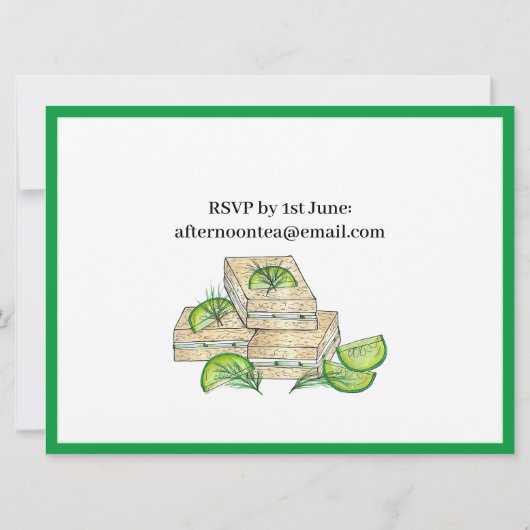 Invitation L'après-midi Tea Party Douche Concombre Sandwiches (Dos)