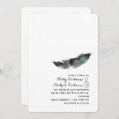 Invitation L'aquarelle a inspiré le mariage de plume - noir (Devant / Derrière)