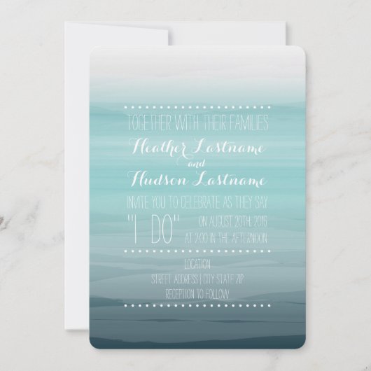 Invitation L'aquarelle a inspiré le mariage d'Ombre - Teal (Devant)