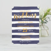 Invitation L'aquarelle blanche de marine barre le mariage (Debout devant)