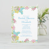 Invitation L'aquarelle bleue assez rose fleurit la Fête de la (Debout devant)