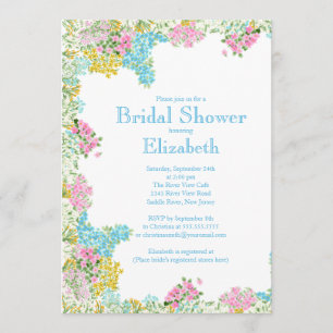 Invitation L'aquarelle bleue assez rose fleurit la Fête de la