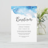 Invitation L'aquarelle bleue de l'invitation | de baptême (Debout devant)