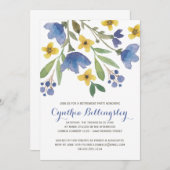 Invitation L'aquarelle bleue fleurit la partie de retraite de (Devant / Derrière)