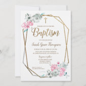 Invitation L'aquarelle de Boho fleurit le baptême de roses (Devant)